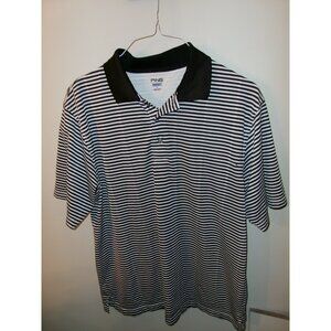 Ping Collection Black White Striped Performance Polo Shirt Size L